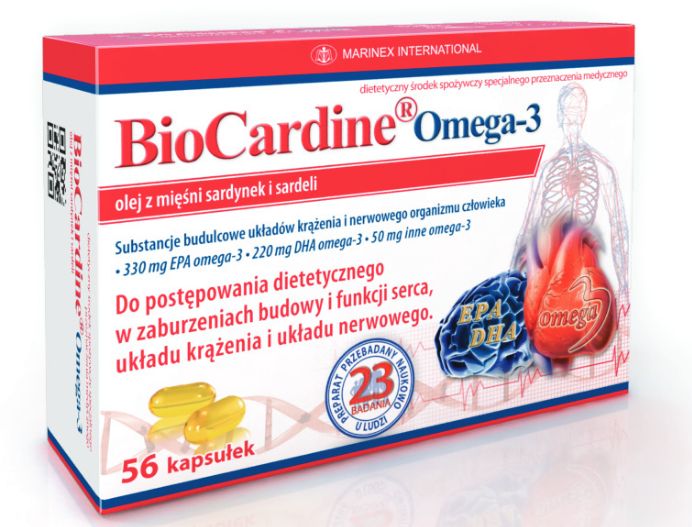 Biocardine Omega3 60 kapsułek obniżających poziom złego cholesterolu